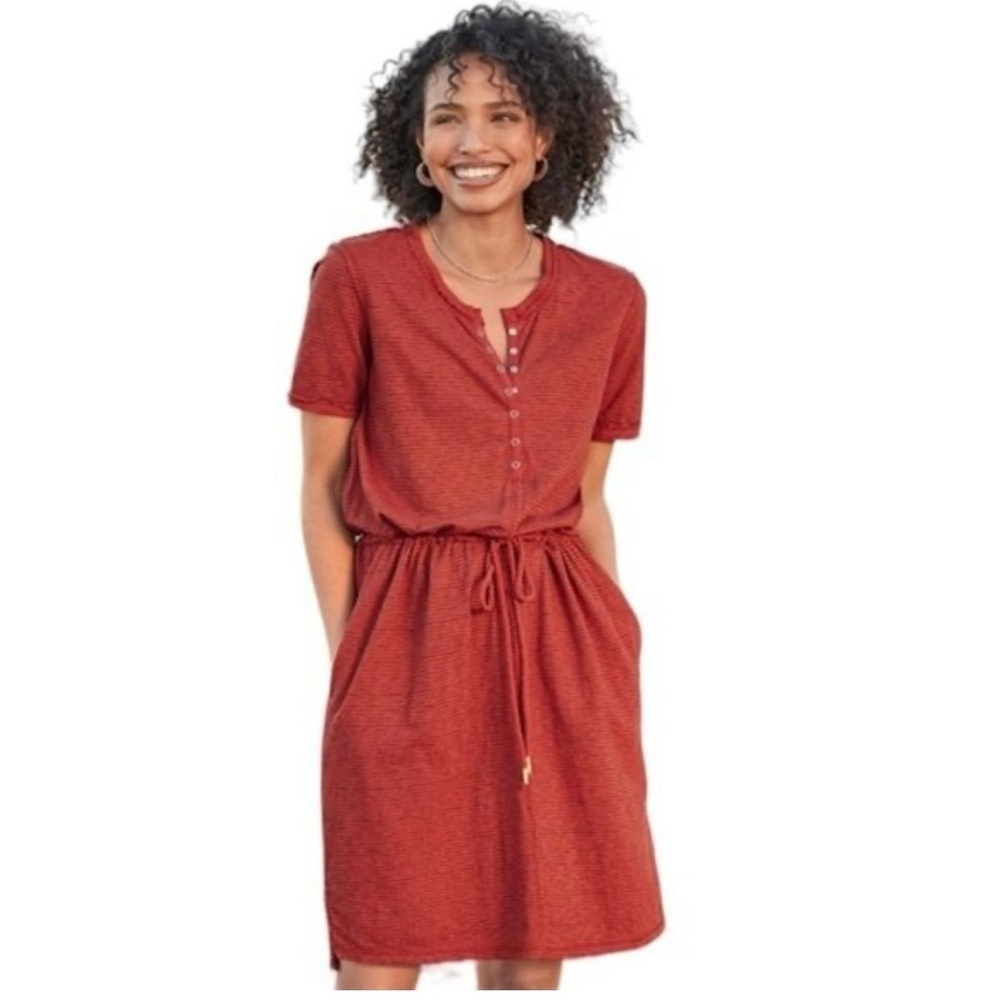Sundance Orange Jersey Knit Easy Wear Button Front Casual‎ Dress Women's Medium